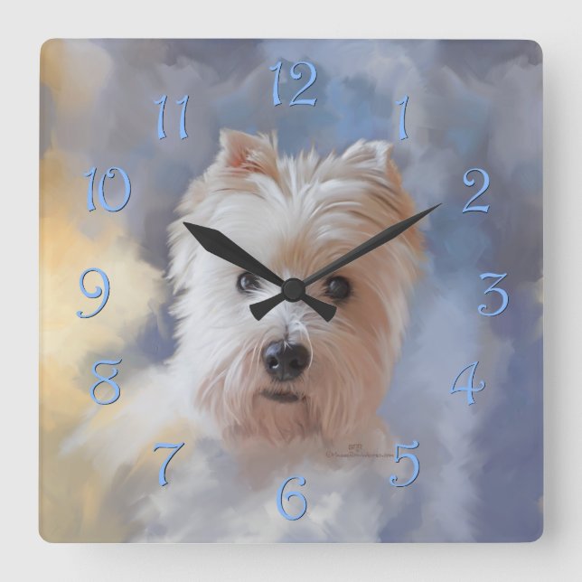 West Highland White Terrier Square Wall Clock (Front)