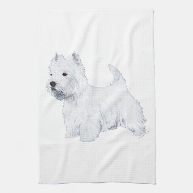 West Highland White Terrier Tea Towel (Vertical)