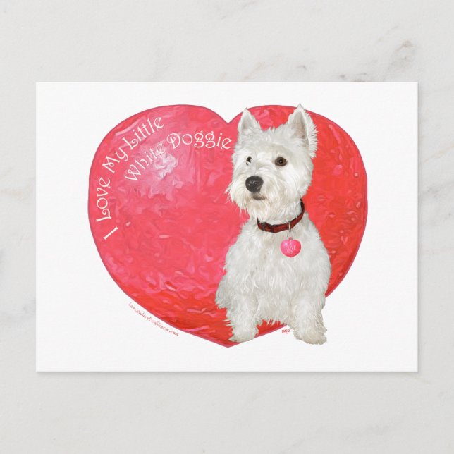 West Highland White Terrier Valentine Holiday Postcard (Front)