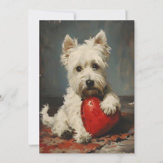 West Highland White Terrier Valentine's Day  Holiday Card (Front)