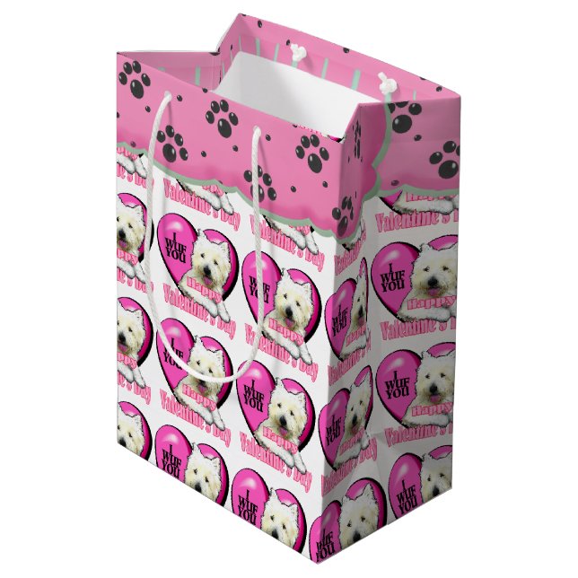 West Highland White Terrier Valentine's Day Medium Gift Bag (Back Angled)