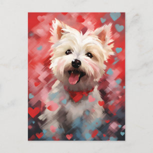 West Highland White Terrier Valentines day Postcard