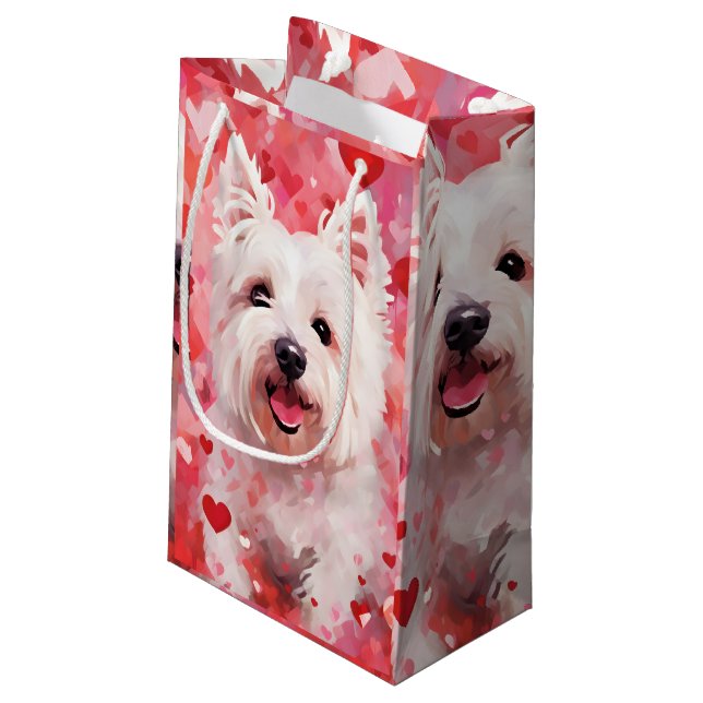 West Highland White Terrier Valentines day Small Gift Bag (Back Angled)