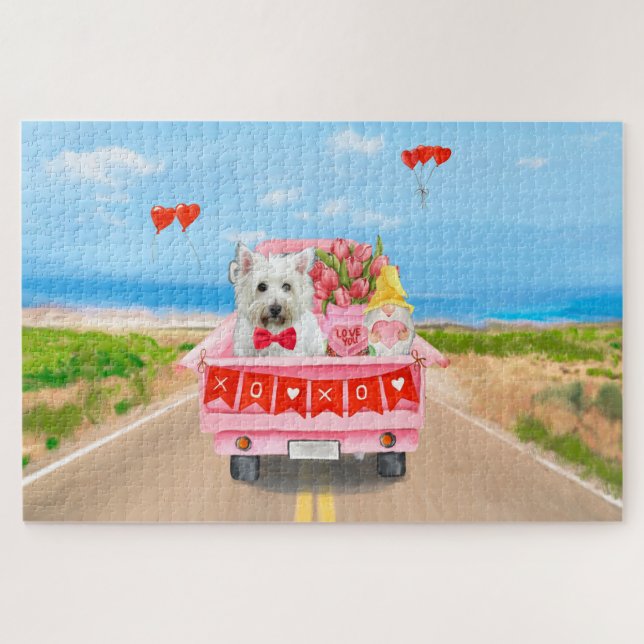West Highland White Terrier Valentine's Day Truck Jigsaw Puzzle (Horizontal)