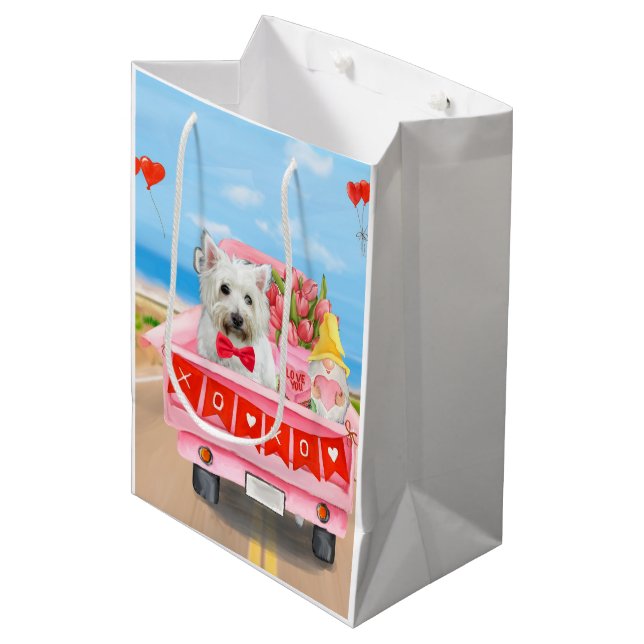 West Highland White Terrier Valentine's Day Truck Medium Gift Bag (Front Angled)