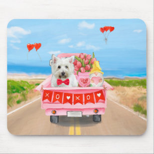 West Highland White Terrier Valentine's Day Truck  Mouse Mat