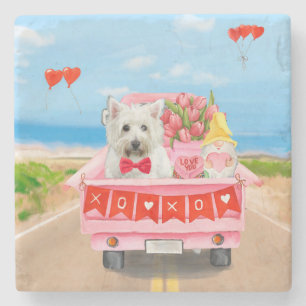 West Highland White Terrier Valentine's Day Truck Stone Coaster
