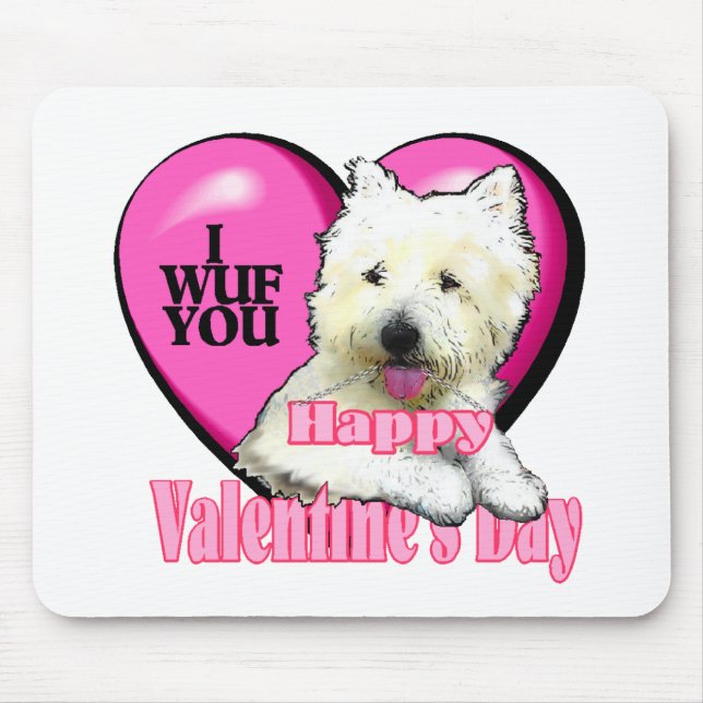 West Highland White Terrier Valentines Mouse Mat (Front)
