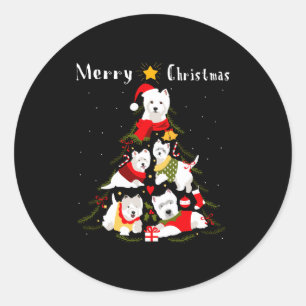 West Highland White Terrier Westie Christmas Tree  Classic Round Sticker