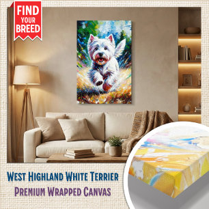 West Highland White Terrier "Westie" Dog Portrait Canvas Print