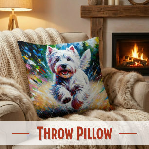 West Highland White Terrier "Westie" Dog Portrait Cushion
