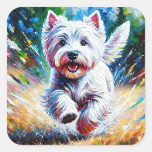 West Highland White Terrier "Westie" Dog Portrait Square Sticker