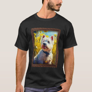 West Highland White Terrier Westie Painting Sunflo T-Shirt