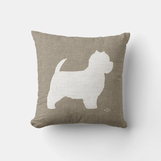 West Highland White Terrier Westie Silhouette Cushion (Front)