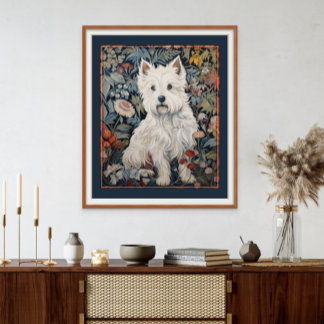 West Highland White Terrier Westie Tapestry Style Photo Print