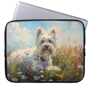 West Highland White Terrier Wildflowers Laptop Sleeve