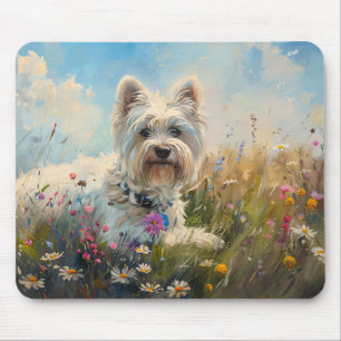 West Highland White Terrier Wildflowers Mouse Mat