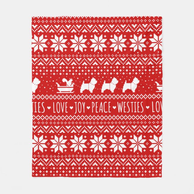 West Highland White Terriers Christmas Westie Dogs Fleece Blanket (Front)