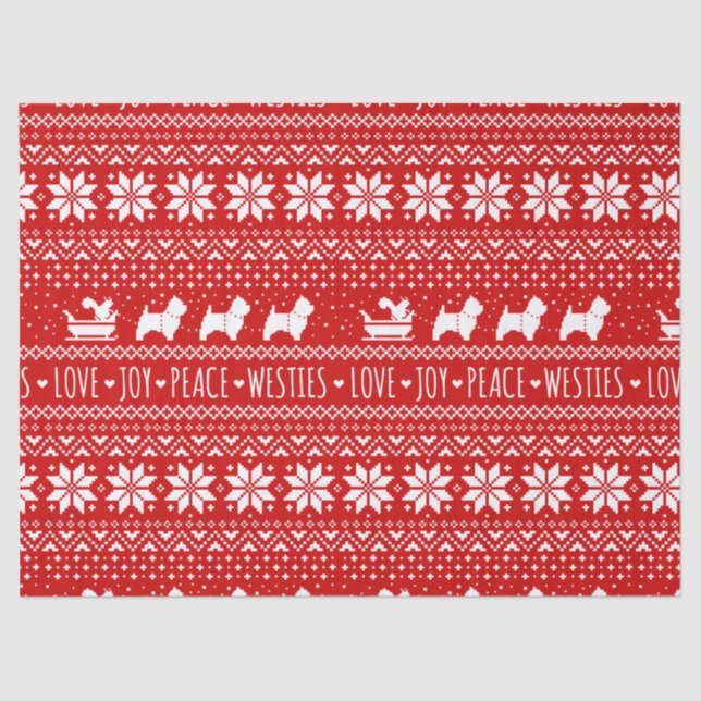 West Highland White Terriers Christmas Westie Dogs Tissue Paper (Front)