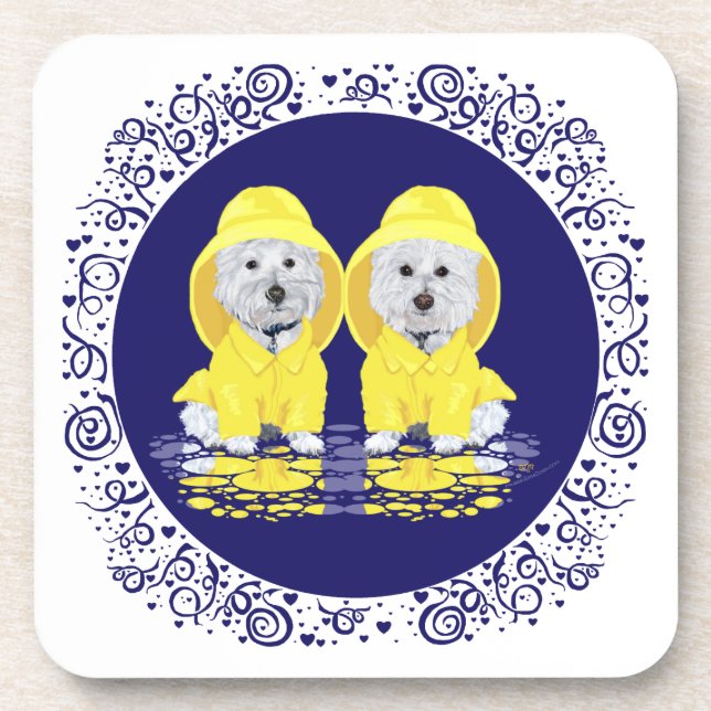 West Highland White Terriers Rain Coaster (Front)