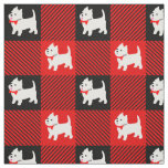 West Highland White Terriers Westie Puppy Plaid Fabric