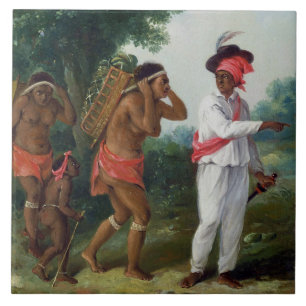 West Indian Man of Colour, Directing two Carib Wom Tile