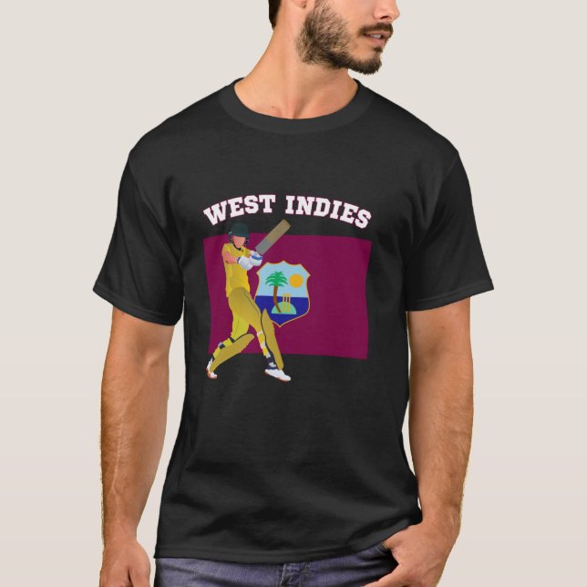 West Indies Flag Cricket 2024 Jersey Coach West In T-Shirt (Front)