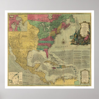 West Indies & North America Map - 1774 Poster