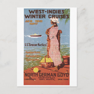 West Indies Winter Cruises North German LLoyd Postcard