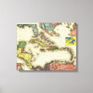 West IndiesPanoramic MapWest Indies Canvas Print