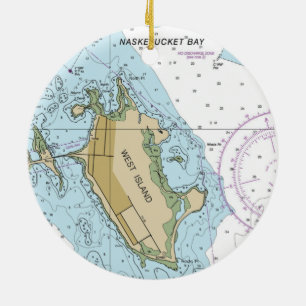 West Island Fairhaven MA Chart Ceramic Tree Decoration