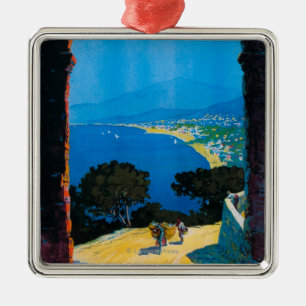 West Italian Riviera Travel Poster Metal Tree Decoration