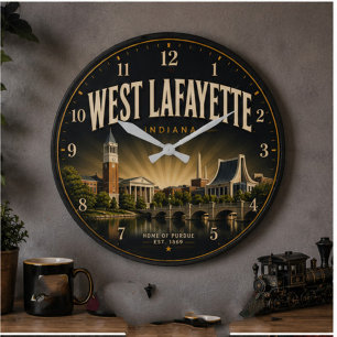 West Lafayette Indiana College Town Large Clock