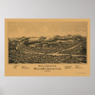 West Lebanon, NH Panoramic Map - 1889 Poster