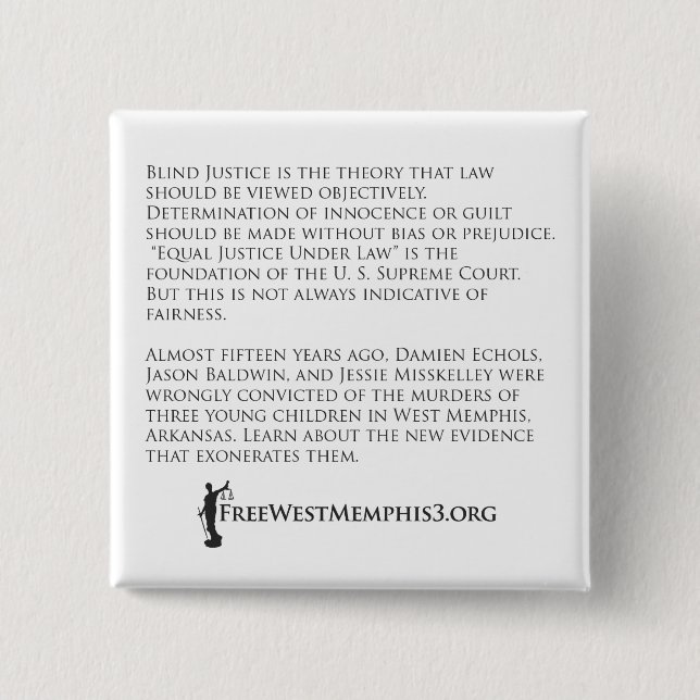 West Memphis Three (ATA design) BUTTON (Front)