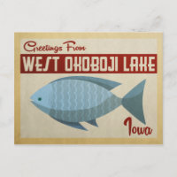 West Okoboji Lake Fish Vintage Travel