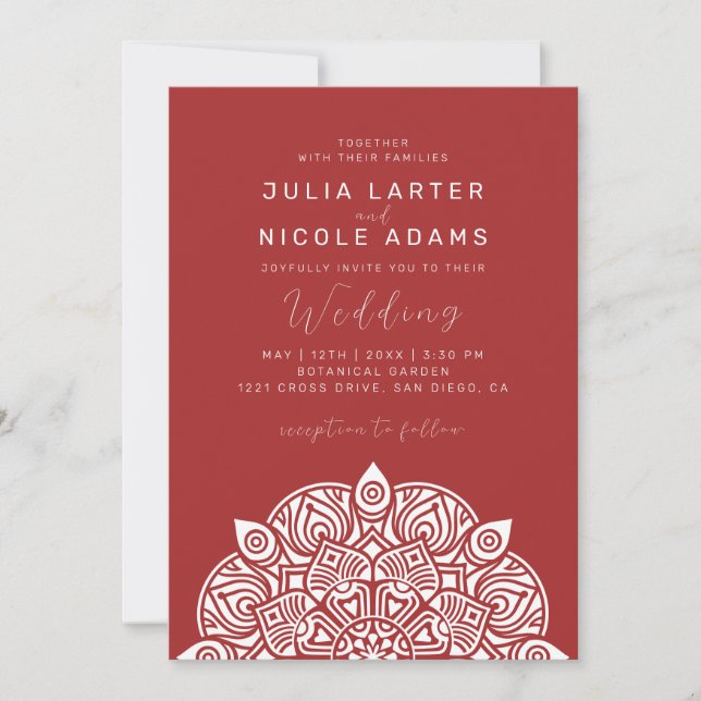 West Pacific Variant Oval Classic Mandala Wedding Invitation (Front)