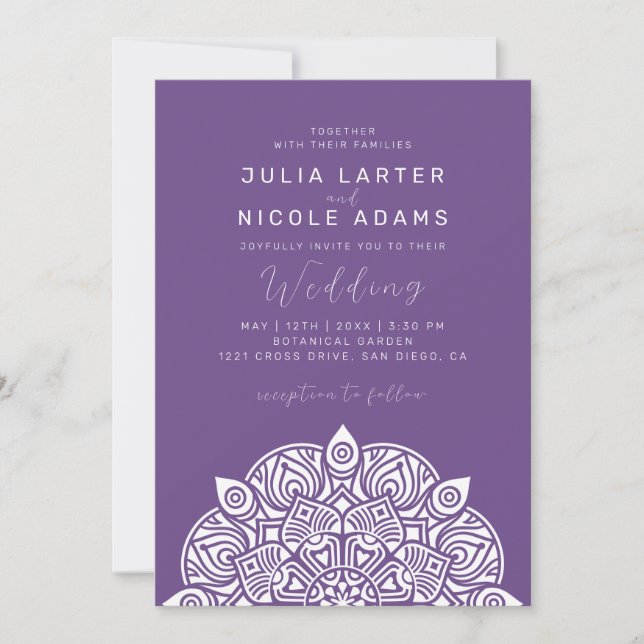 West Pacific Variant Oval Classic Mandala Wedding Invitation (Front)