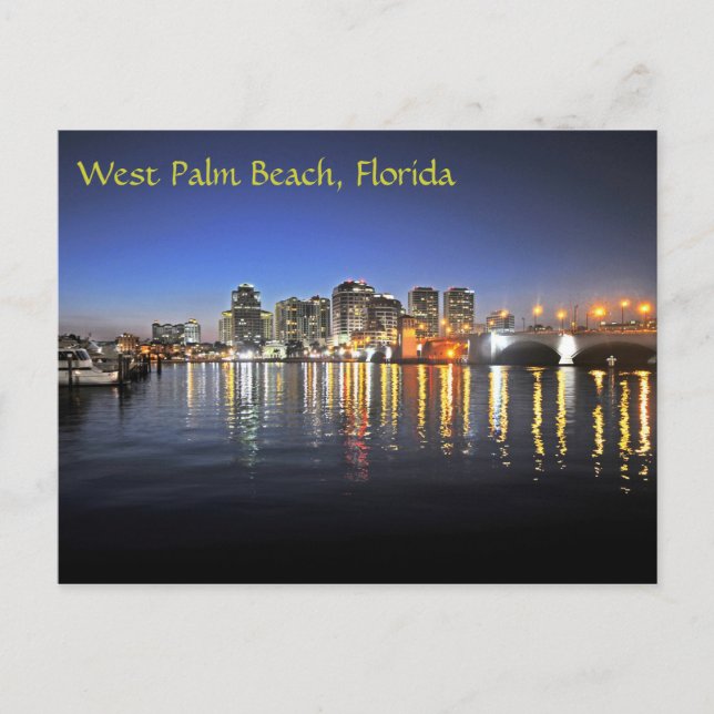 West Palm Beach at dusk Postcard (Front)