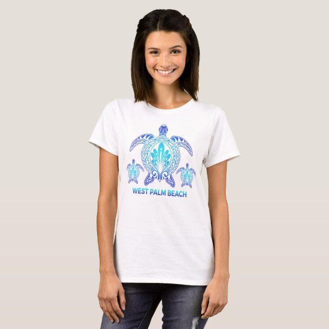 West Palm Beach Florida Blue Sea Turtle Souvenirs T-Shirt (Front Full)