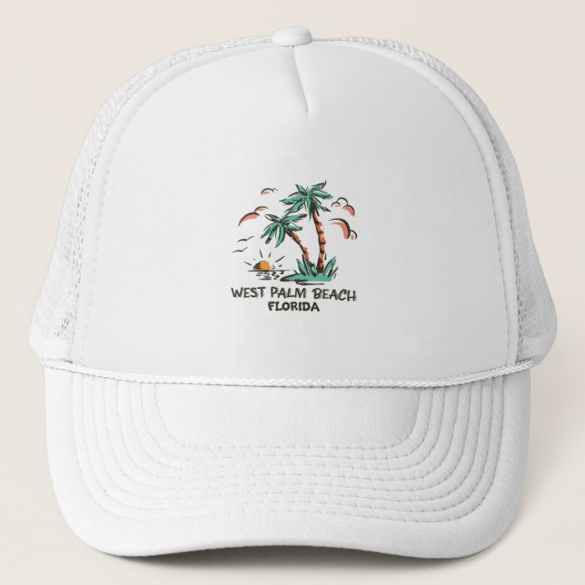 West Palm Beach-Florida-Colourful Sunset Trucker Hat (Front)