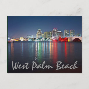 West Palm Beach, Florida, reflections at dusk. Postcard
