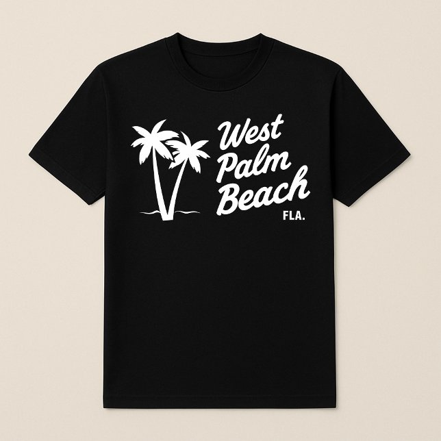 West Palm Beach Florida Tropical Script Minimalist T-Shirt (Creator Uploaded)