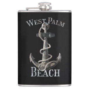 West Palm Beach Florida Vacation Nautical Anchor Hip Flask