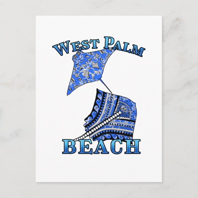 West Palm Beach Florida Vacation Tribal Stingray Postcard (Front)