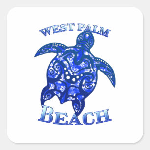 West Palm Beach Florida Vacation Tribal Turtle Square Sticker