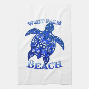 West Palm Beach Florida Vacation Tribal Turtle Tea Towel