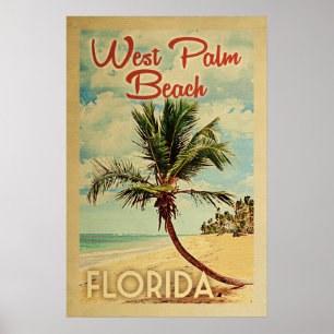 West Palm Beach Palm Tree Vintage Travel Poster