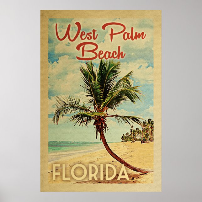 West Palm Beach Poster Palm Tree Vintage (Front)