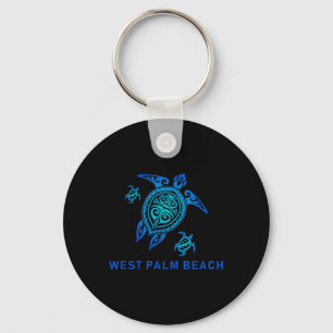 West Palm Beach Sea Blue Tribal Turtle Key Ring